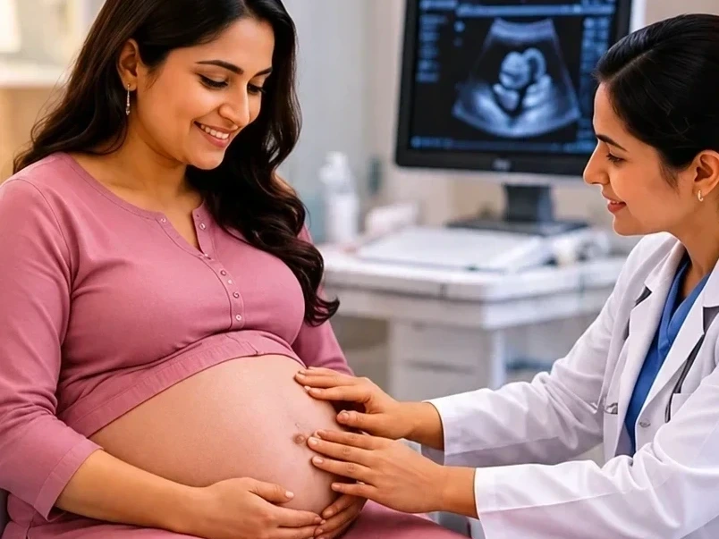 Doctor monitoring a high-risk pregnancy in Hyderabad